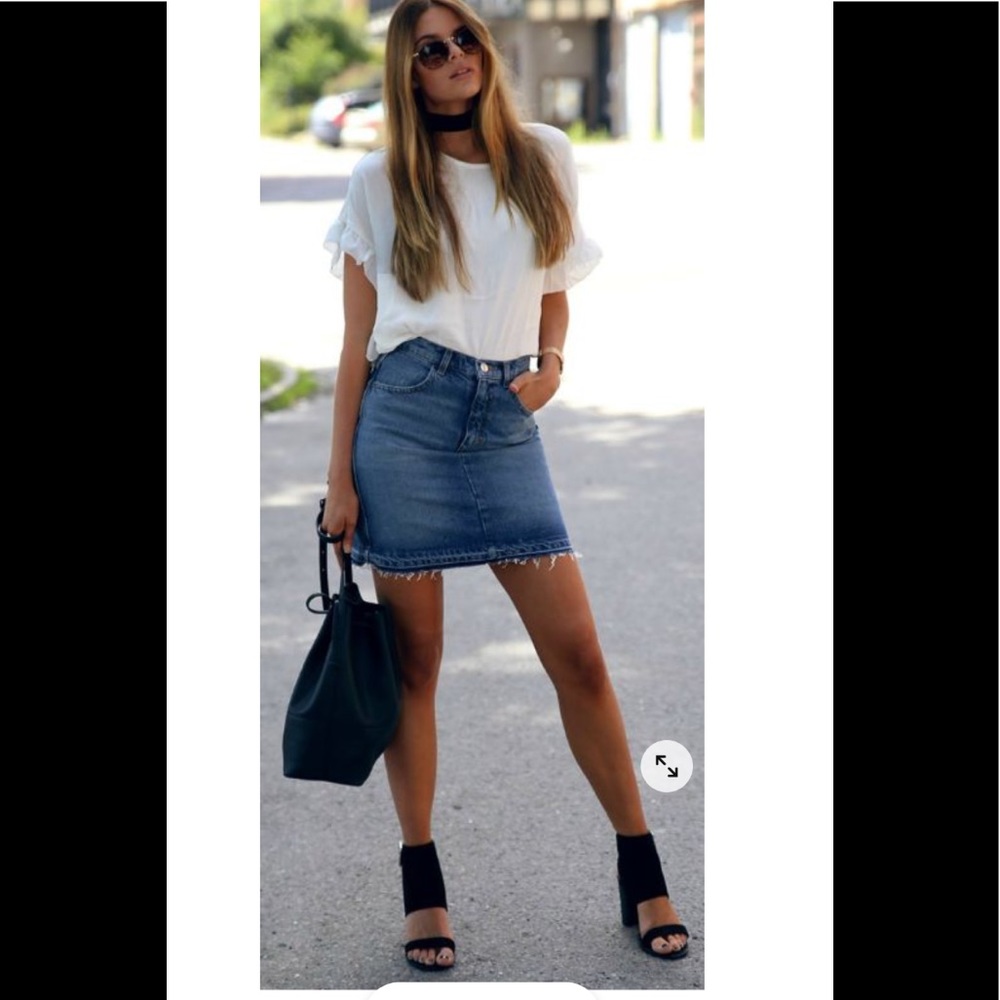 All Saints X Revolve Kim Vintage High Rise denim pencil skirt 2 25